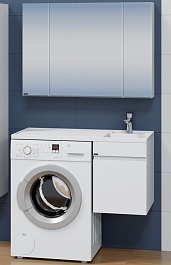 СанТа Мебель для ванной под стиральную машину Марс 100 R подвесная белая – фотография-1